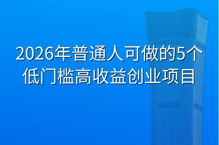 2026年普通人可做的5个低门槛高收益创业项目