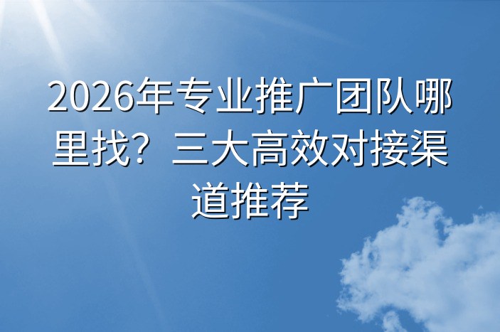 2026年专业推广团队哪里找？三大高效对接渠道推荐
