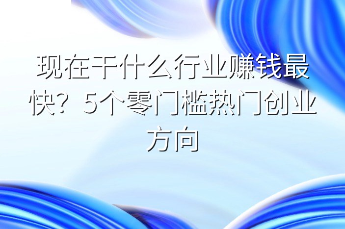 现在干什么行业赚钱最快？5个零门槛热门创业方向
