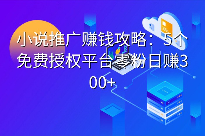 小说推广赚钱攻略：5个免费授权平台零粉日赚300+
