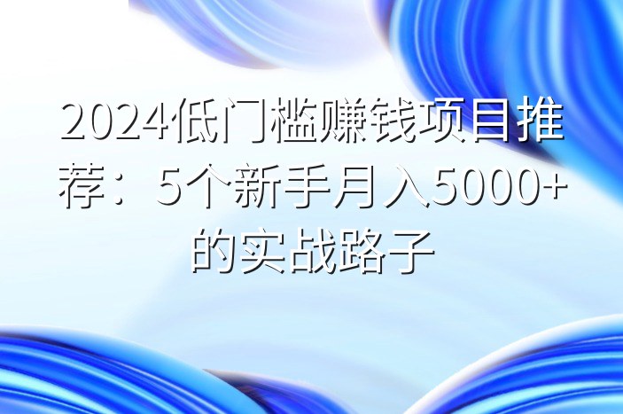 2024低门槛赚钱项目推荐：5个新手月入5000+的实战路子