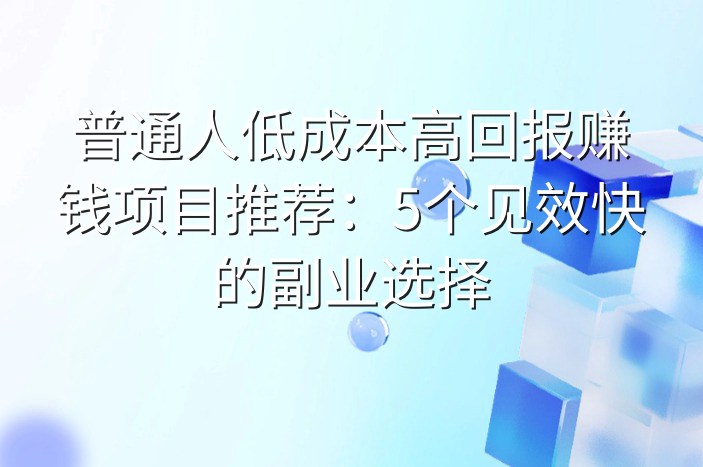 普通人低成本高回报赚钱项目推荐：5个见效快的副业选择