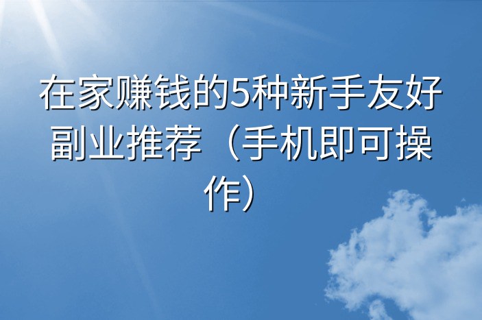 在家赚钱的5种新手友好副业推荐（手机即可操作）