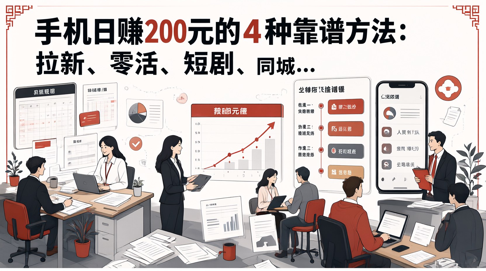 手机日赚200元的4种靠谱方法：拉新、零活、短剧、同城配送