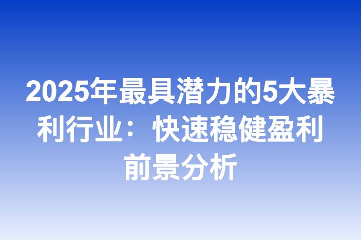 2025年最具潜力的5大暴利行业：快速稳健盈利前景分析