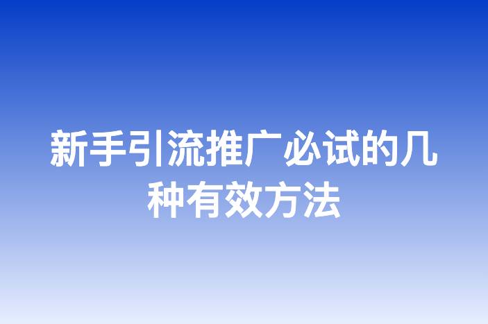 新手引流推广必试的几种有效方法