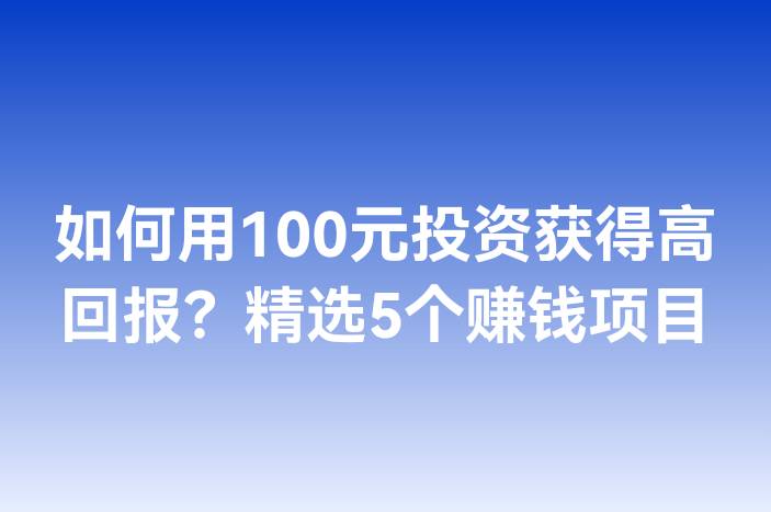 如何用100元投资获得高回报？精选5个赚钱项目