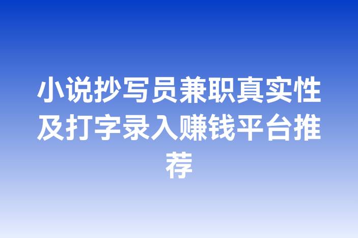 小说抄写员兼职真实性及打字录入赚钱平台推荐