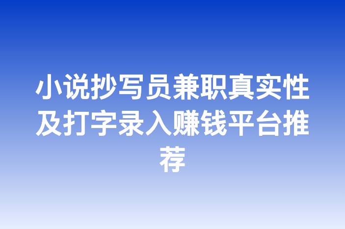 小说抄写员兼职真实性及打字录入赚钱平台推荐