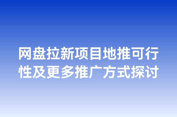 网盘拉新项目地推可行性及更多推广方式探讨