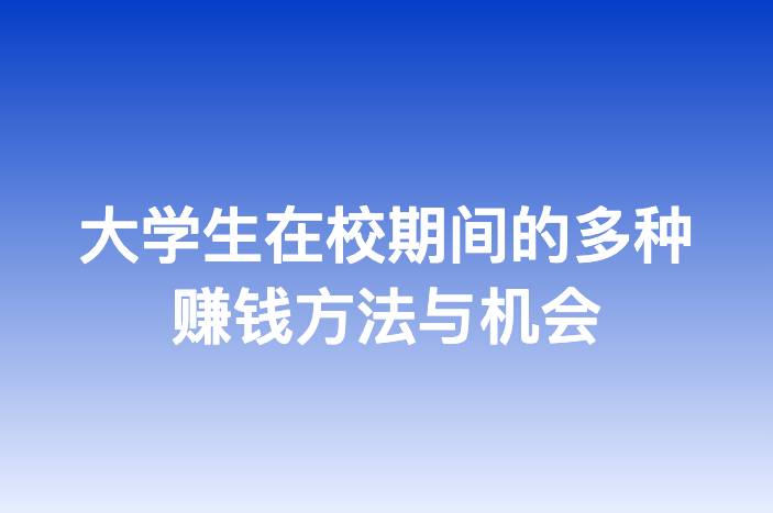 大学生在校期间的多种赚钱方法与机会