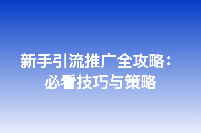 新手引流推广全攻略：必看技巧与策略