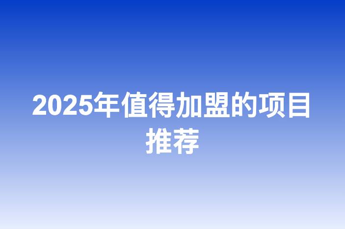 2025年值得加盟的项目推荐