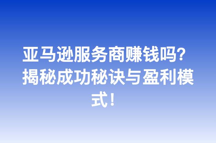 亚马逊服务商赚钱吗？揭秘成功秘诀与盈利模式！