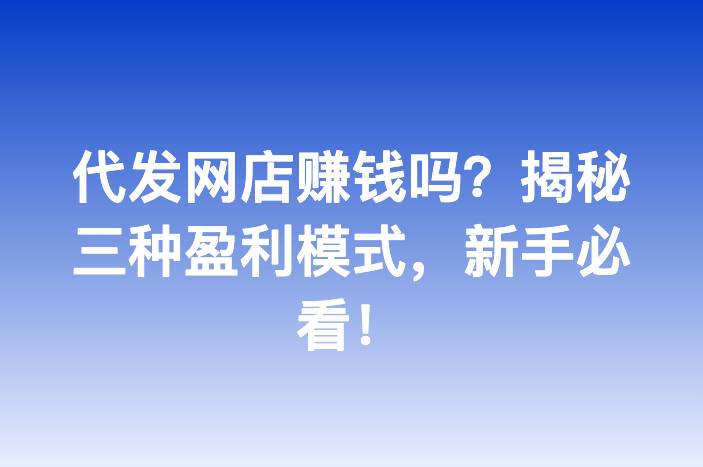 代发网店赚钱吗？揭秘三种盈利模式，新手必看！