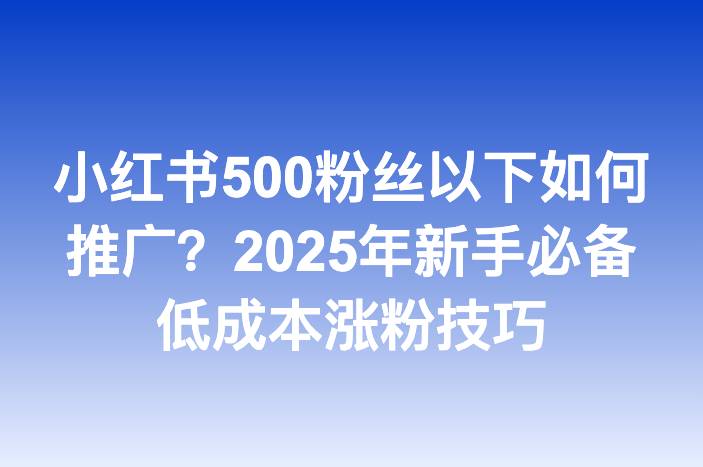 小红书500粉丝以下如何推广？2025年新手必备低成本涨粉技巧