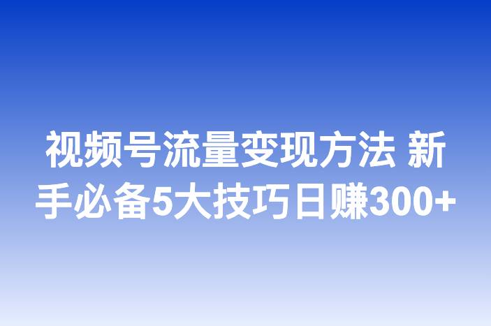 视频号流量变现方法 新手必备5大技巧日赚300+