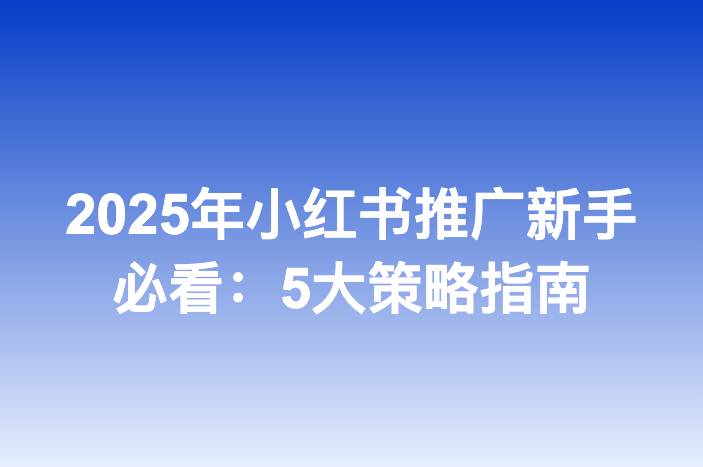 2025年小红书推广新手必看：5大策略指南