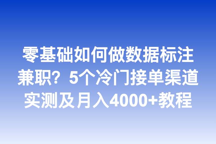 零基础如何做数据标注兼职？5个冷门接单渠道实测及月入4000+教程
