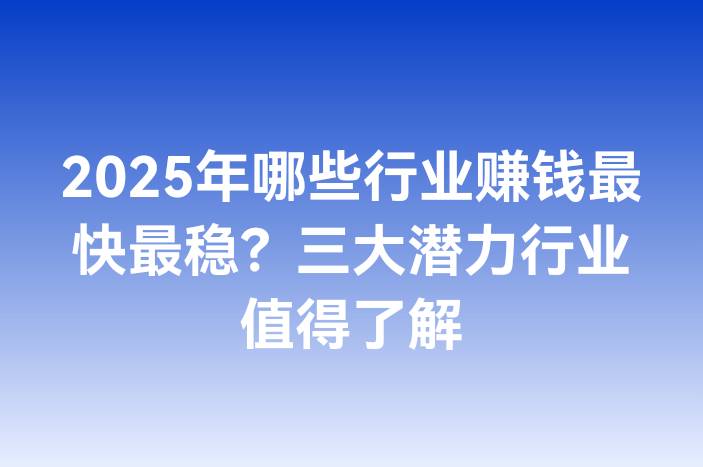 2025年哪些行业赚钱最快最稳？三大潜力行业值得了解