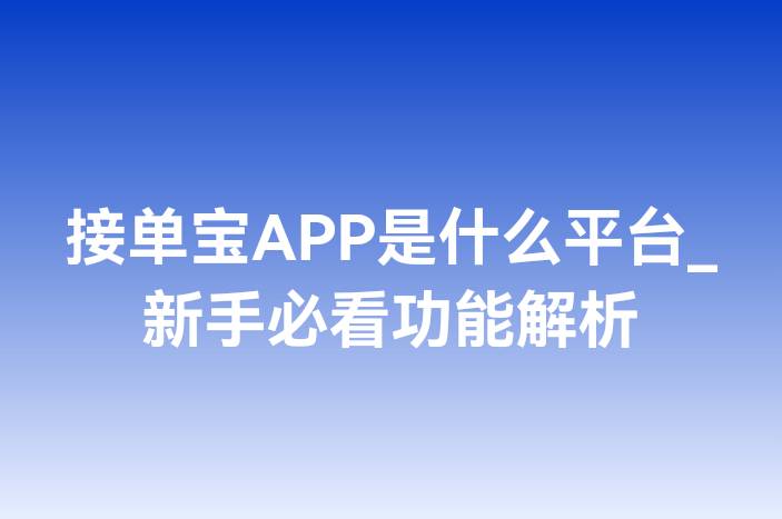 接单宝APP是什么平台_新手必看功能解析