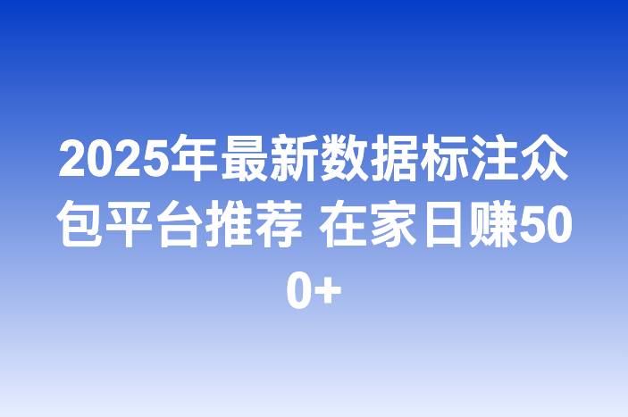 2025年最新数据标注众包平台推荐 在家日赚500+