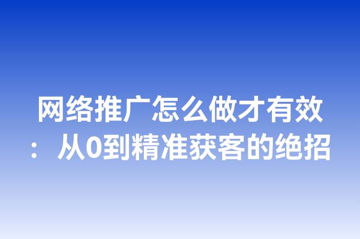 网络推广怎么做才有效：从0到精准获客的绝招