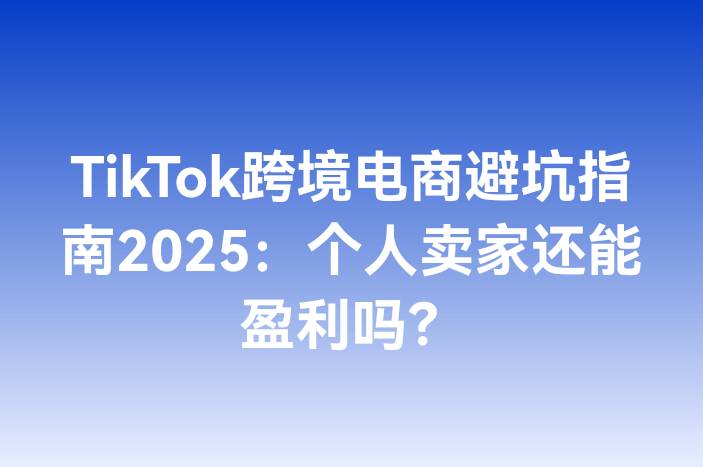 TikTok跨境电商避坑指南2025：个人卖家还能盈利吗？