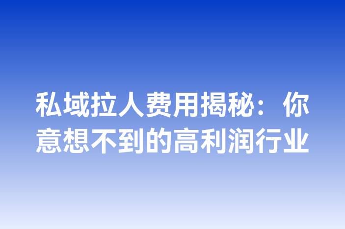 私域拉人费用揭秘：你意想不到的高利润行业